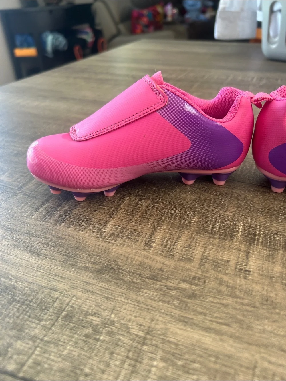 Carter's Hot Pink and Purple Kids Soccer Cleats with Velcro Strap